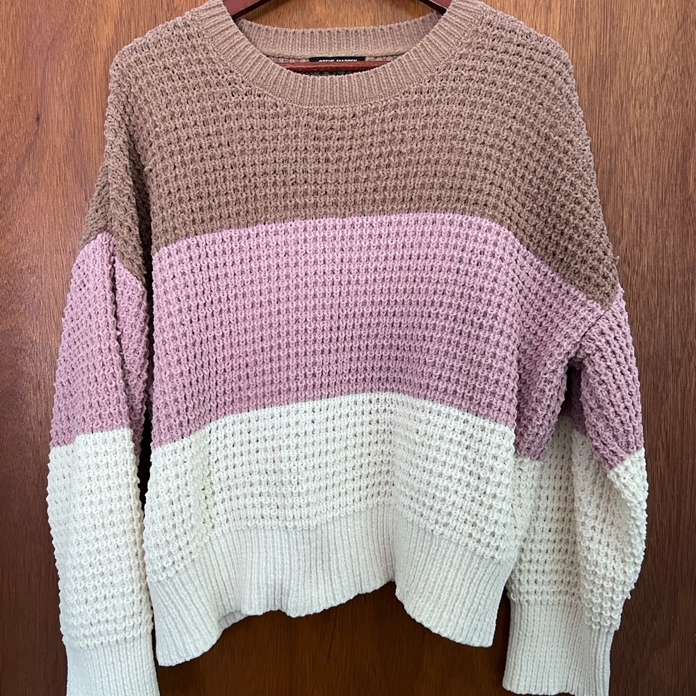 Steve Madden Multicolor Knit Sweater - Brown, Pink, and Cream